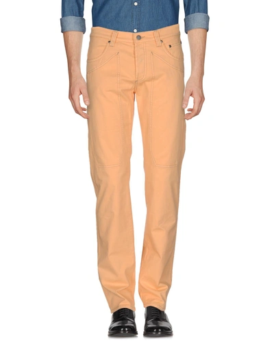 Shop Jeckerson Man Pants Apricot Size 28 Cotton, Elastane In Orange