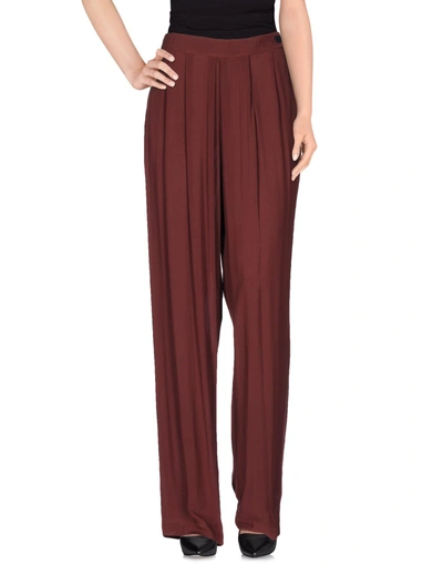 Shop Manila Grace Woman Pants Burgundy Size 6 Viscose In Red