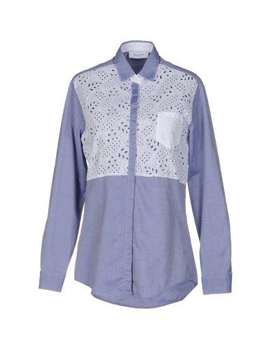 Shop Aglini Lace Shirts & Blouses In Blue