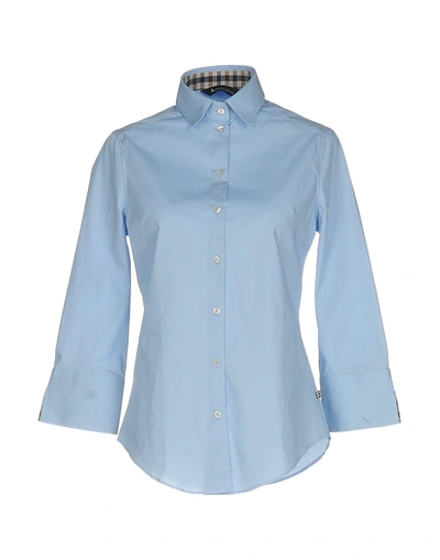 Shop Aquascutum Shirts In Sky Blue