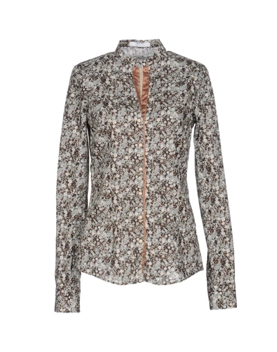 Shop Aglini Floral Shirts & Blouses In Dark Brown