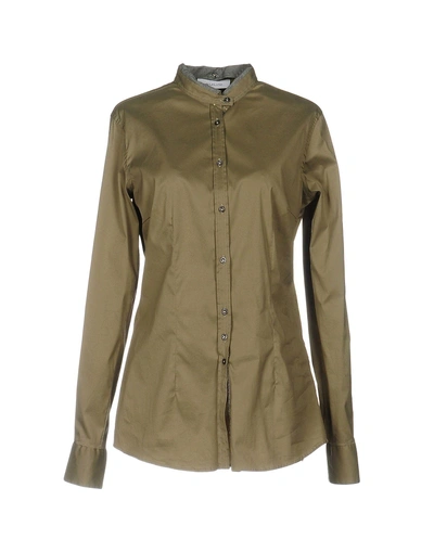 Shop Aglini Solid Color Shirts & Blouses In Military Green