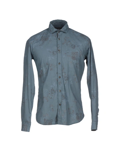 Shop Poggianti Patterned Shirt In Slate Blue