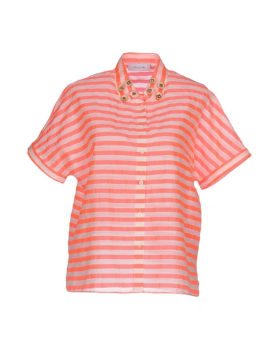 Shop Aglini Striped Shirt In Fuchsia
