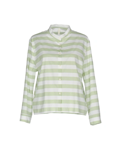 Shop Aglini Striped Shirt In Light Green