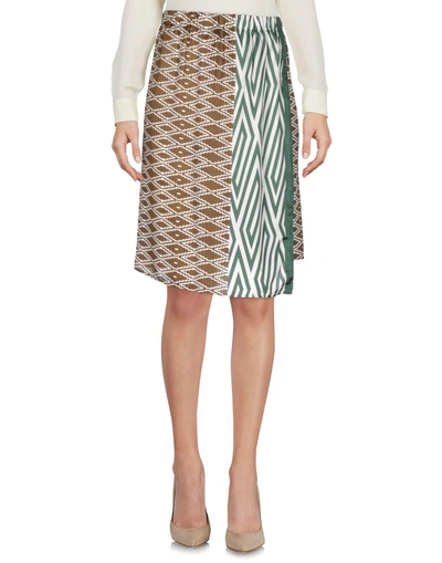 Shop Antonia Zander Knee Length Skirts In Khaki