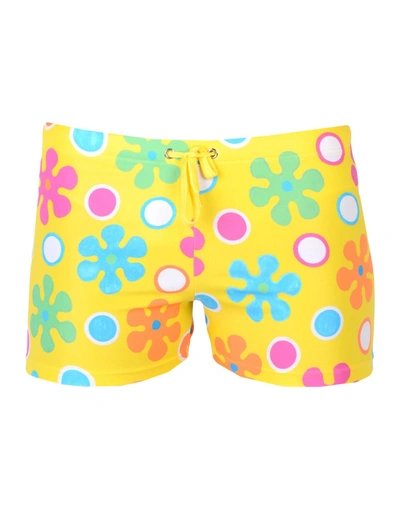 Shop Moschino Swim Beach Shorts And Pants In Yellow