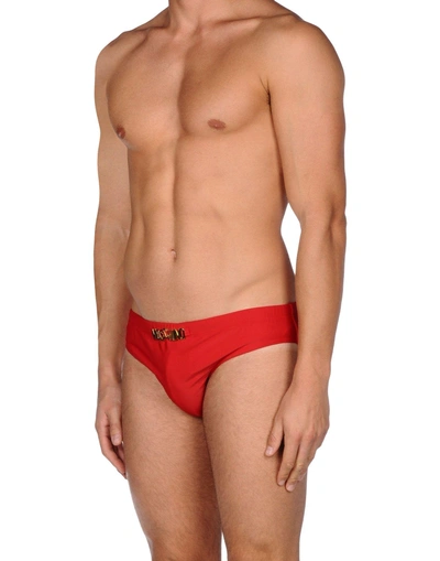 Shop Moschino Swim Swim Briefs In Brick Red