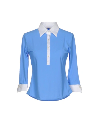 Shop Caliban Polo Shirt In Pastel Blue