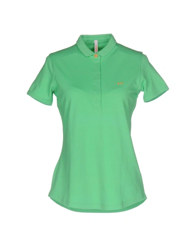 Shop Sun 68 Polo Shirts In Light Green