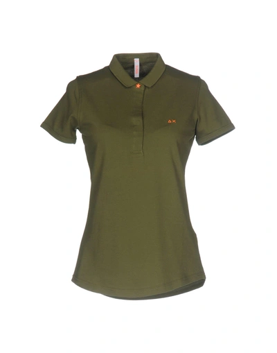 Shop Sun 68 Polo Shirts In Military Green