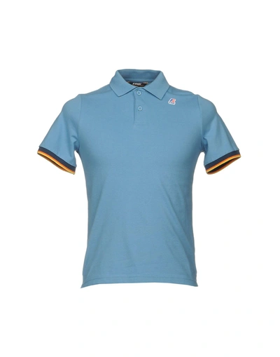 Shop K-way Polo Shirts In Sky Blue