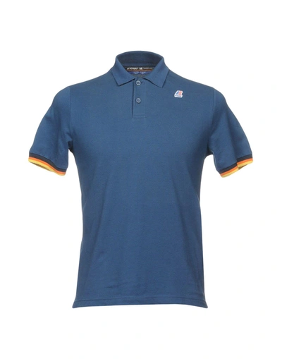 Shop K-way Polo Shirts In Slate Blue