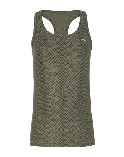Shop Puma Sports Bras And Performance Tops In Military Green