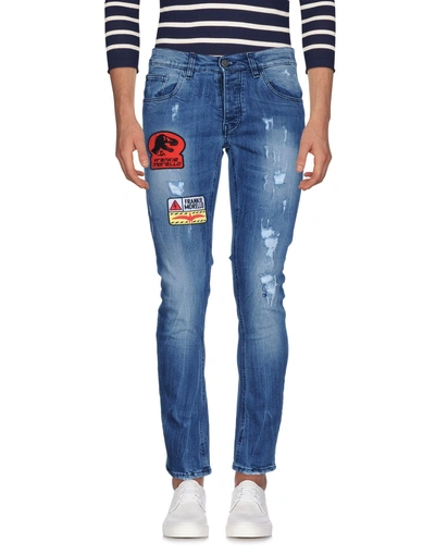Shop Frankie Morello Man Denim Pants Blue Size 36 Cotton, Elastane