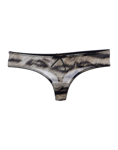 Shop Roberto Cavalli Underwear Thongs In Dark Brown
