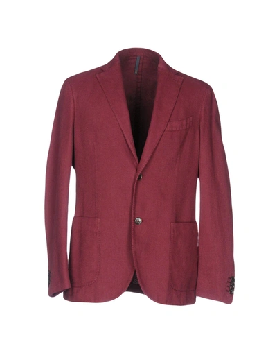 Shop Montedoro Man Blazer Garnet Size 38 Cotton, Ramie In Red