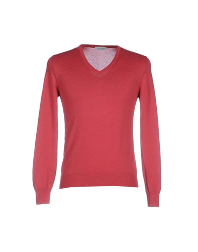 Shop Gran Sasso Man Sweater Garnet Size 50 Cotton In Red
