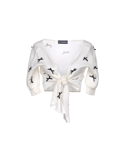Shop Gio' Guerreri Wrap Cardigans In Ivory