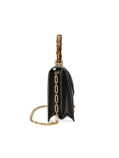Shop Gucci Ottilia Leather Top Handle Bag In Black