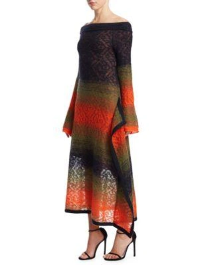 Shop Peter Pilotto Striped Lace Dress In Indigo Multi