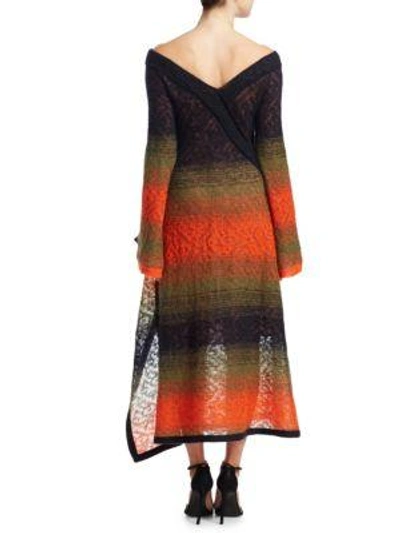 Shop Peter Pilotto Striped Lace Dress In Indigo Multi