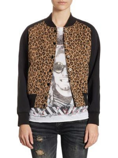 Shop R13 Combo Leopard Regular-fit Cotton Jacket In Black Leopard
