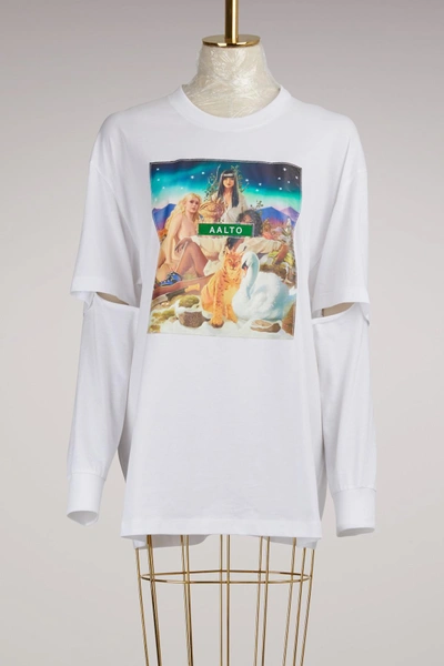 Shop Aalto Double-sleeve T-shirt In White/airbrush
