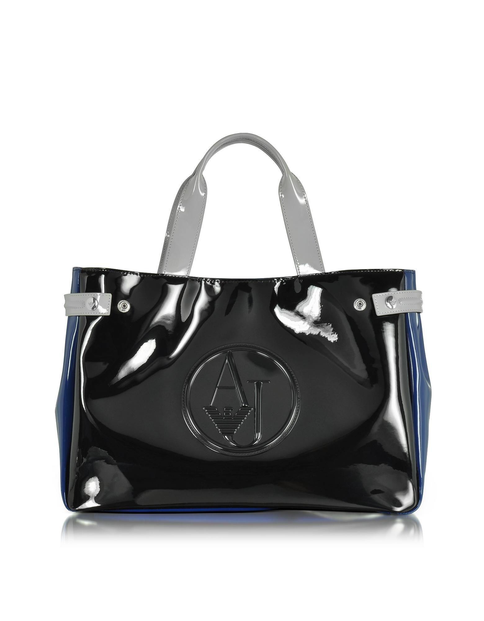 armani jeans large patent handbag