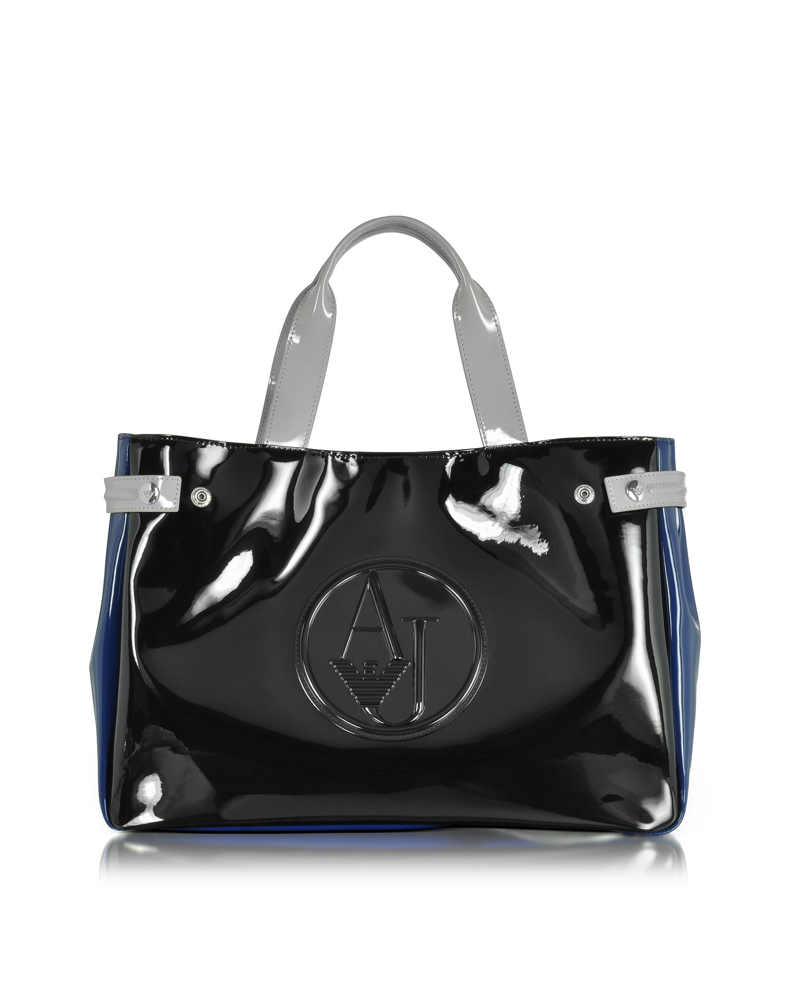 armani jeans patent tote bag