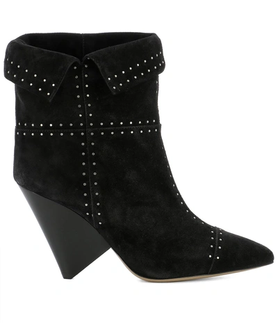 Shop Isabel Marant Black Suede Heeled Ankle Boots