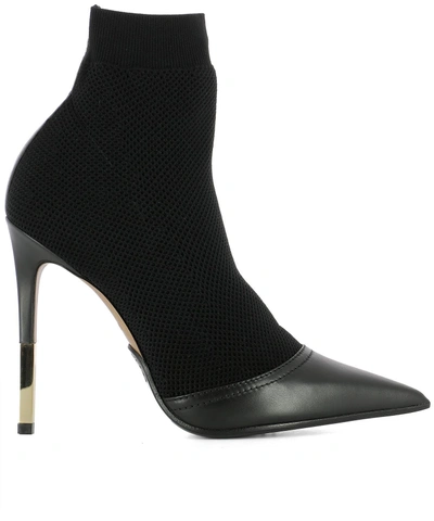 Shop Balmain Black Fabric Helled Ankle Boots