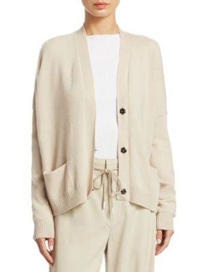 Shop Vince Snap Cashmere Cardigan In Chalet