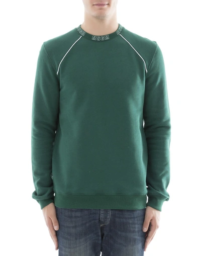 Shop Msgm Green Cotton Sweater