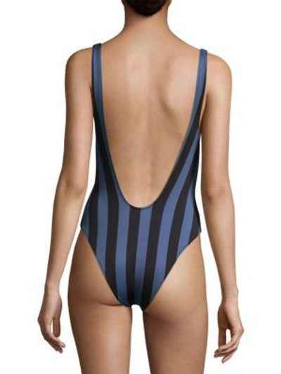 Shop Solid & Striped Michelle One-piece Swimsuit In Black Slate Stripe