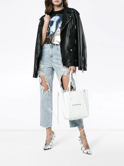 Shop Balenciaga White Everyday Small Leather Tote Bag
