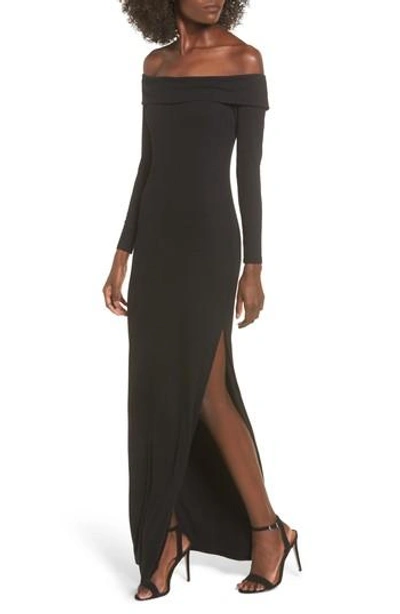 Shop Privacy Please Royale Off The Shoulder Maxi Dress In Black