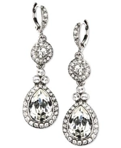 Shop Givenchy Crystal Element Double Drop Earrings In Silver