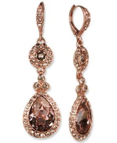 Shop Givenchy Crystal Element Double Drop Earrings In Rose Gold
