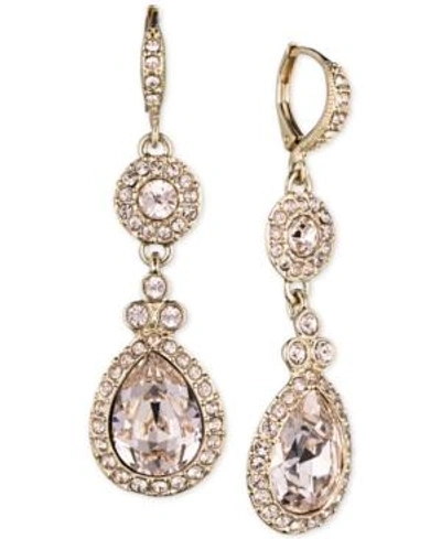 Shop Givenchy Earrings, Silver-tone Swarovski Element Double Drop Earrings In Gold/silk