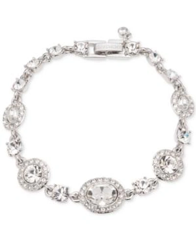 Shop Givenchy Faceted Stone And Pave Link Bracelet In Silver