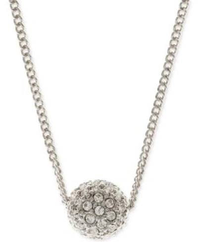 Givenchy Crystal Fireball Pendant Necklace 16" + 2" Extender In Silver