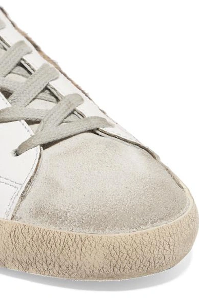 Shop Golden Goose Superstar Distressed Leather And Calf Hair Sneakers In Leopard Print