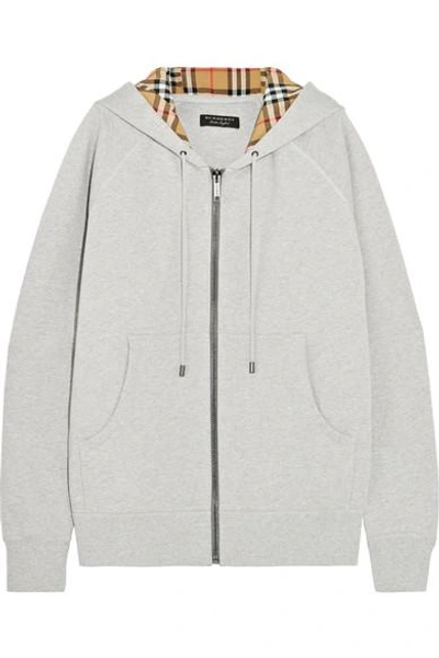 Shop Burberry Oversized Cotton-terry Hooded Top In Gray
