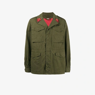 Shop Gucci Coated Parka With Logo In Green