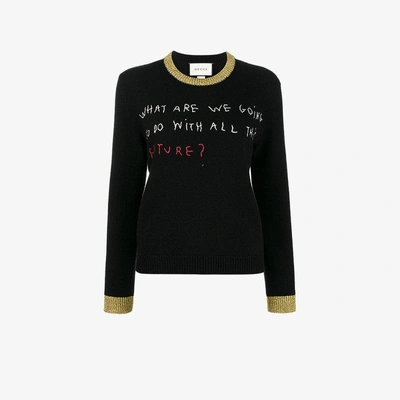 Shop Gucci Coco Capitán Embroidered Sweater In Black