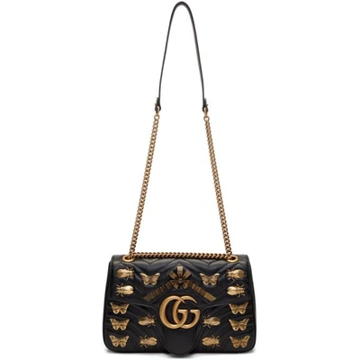Gucci GG Marmont Animal Stud Black Leather Backpack