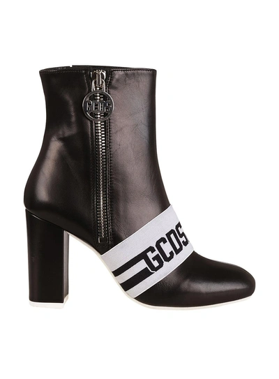 Shop Gcds Logo Stripe Ankle Boots In Nero