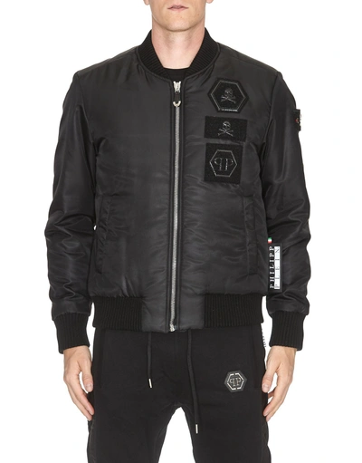 Shop Philipp Plein Stress Bomber Jacket In Black