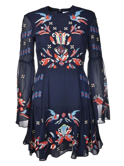 Shop Tanya Taylor Cross Stitched Izzy Dress In Navy